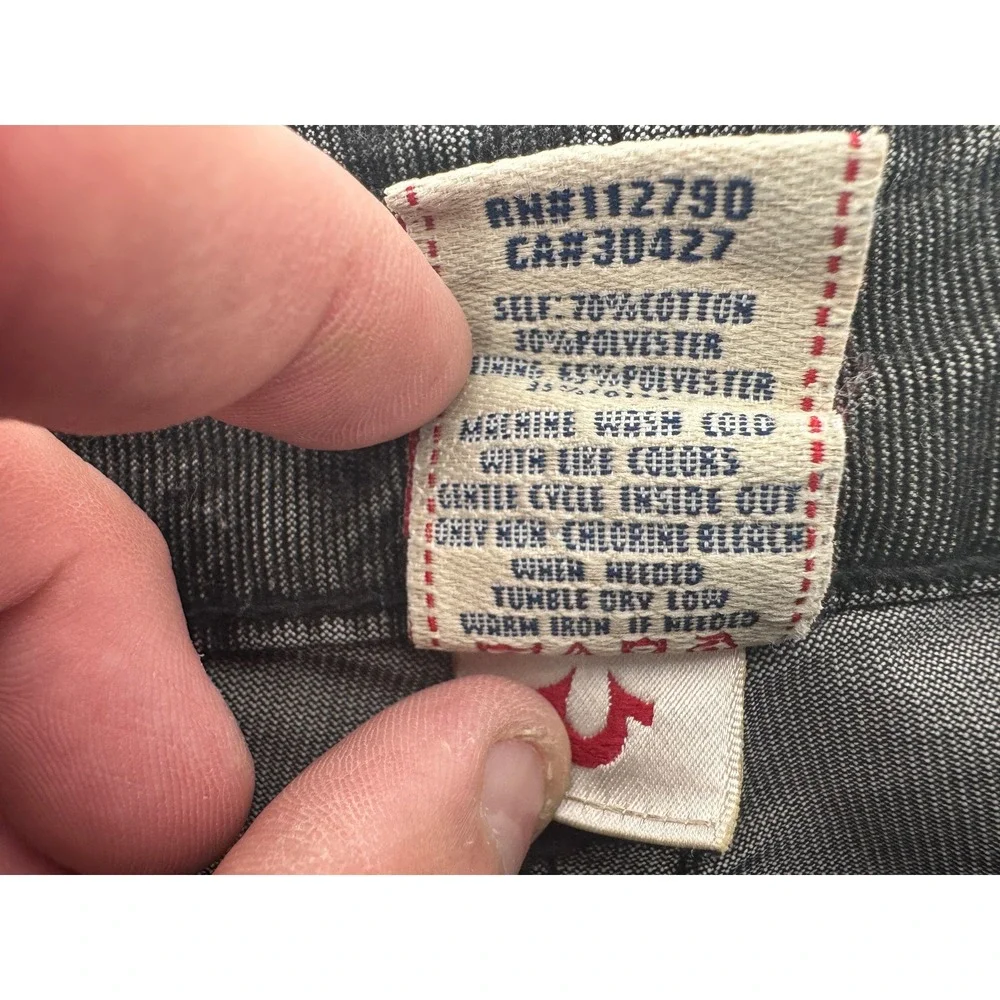 True Religion‎ Jeans Ricky 44x34 Bootcut Black Grey Wash Flap Pocket Baggy